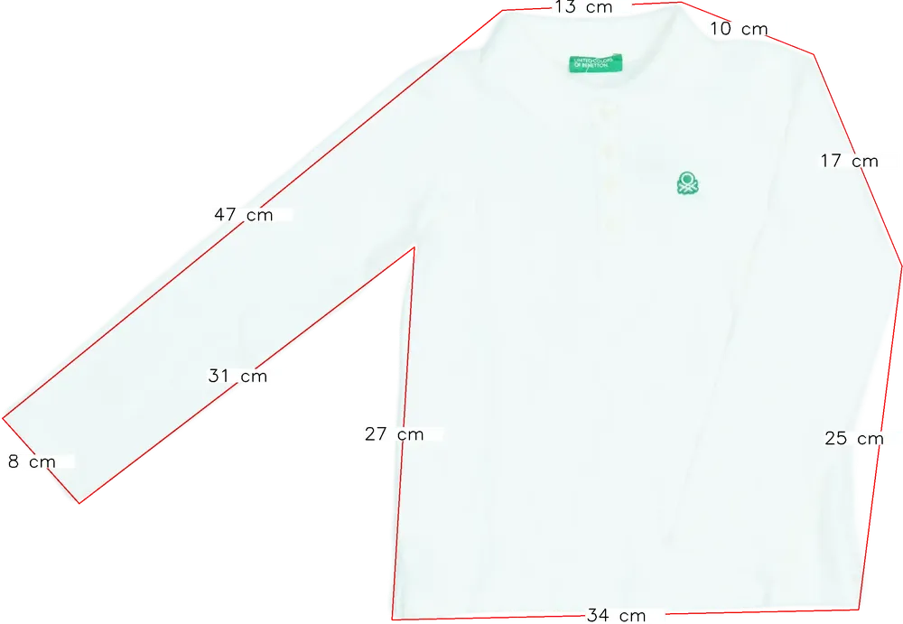 Fehér Benetton Galléros póló EU 110 / UK 5 év / US 5 év/XS