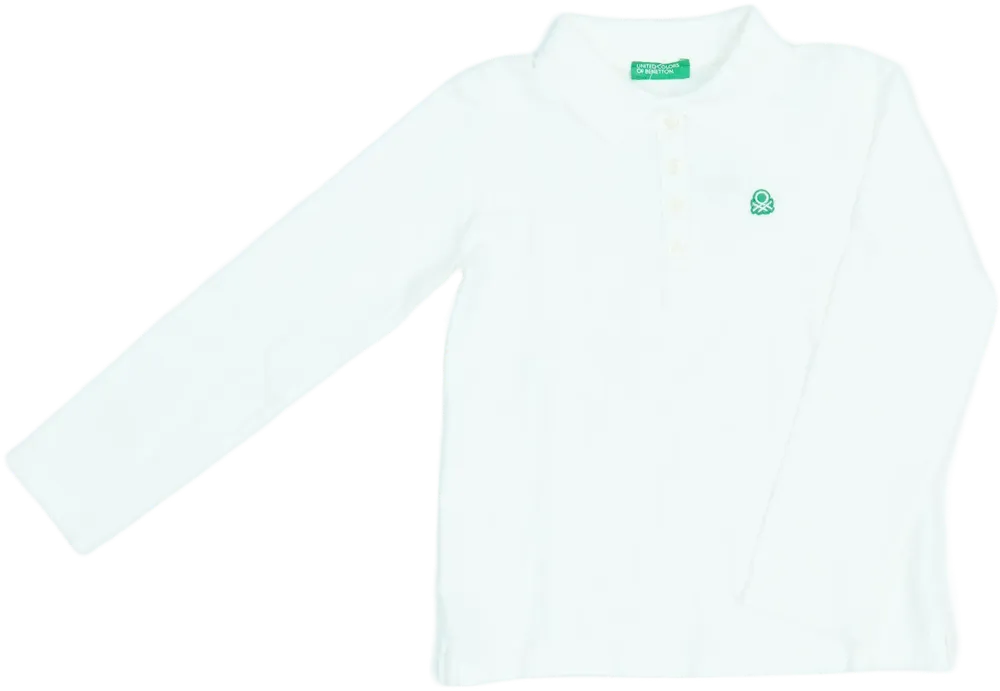 Fehér Benetton Galléros póló EU 110 / UK 5 év / US 5 év/XS