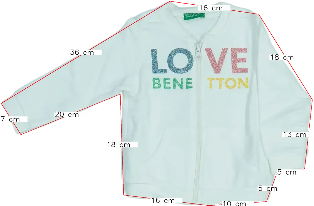 Fehér Benetton Pulóver EU 86 / UK 12-18 hónap / US 18 hónap