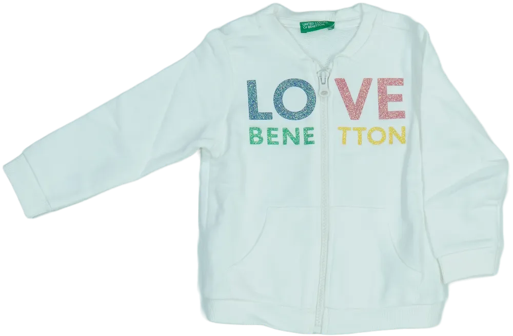 Fehér Benetton Pulóver EU 86 / UK 12-18 hónap / US 18 hónap
