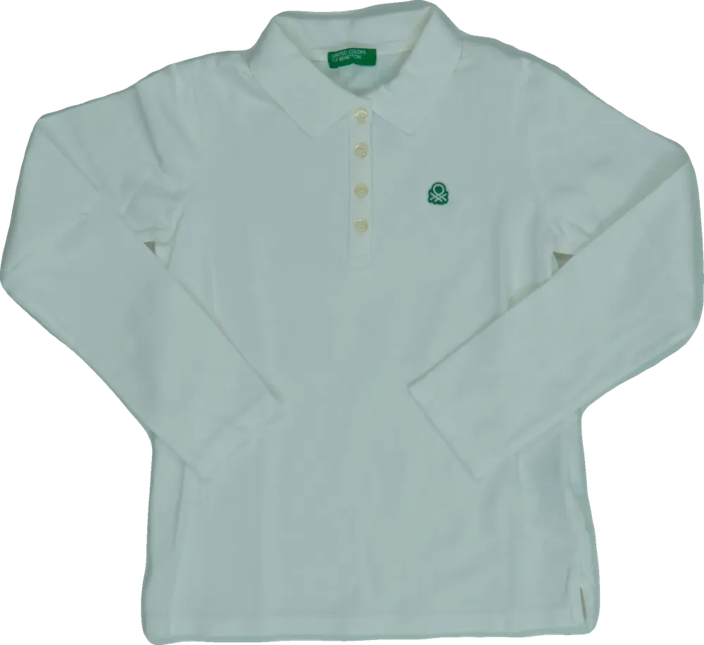 Fehér Benetton Galléros póló EU 122 / UK 7 év / US 7 év/M