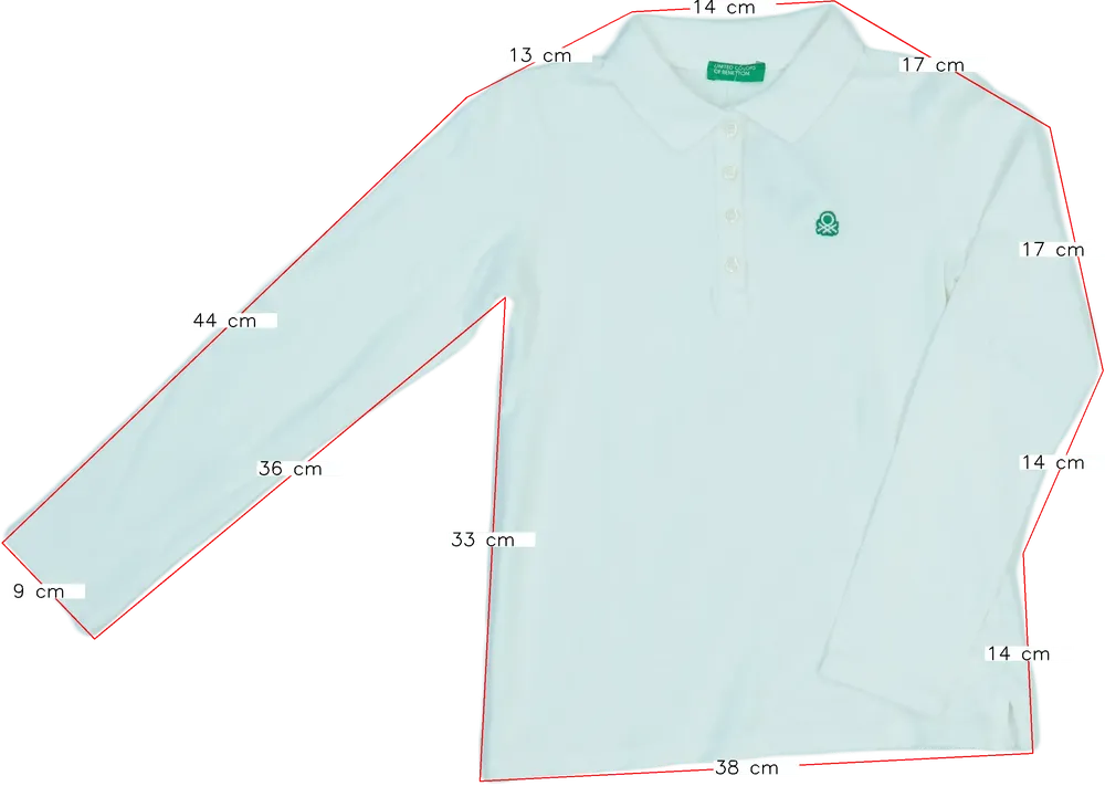 Fehér Benetton Galléros póló EU 128 / UK 8 év / US 8 év/M