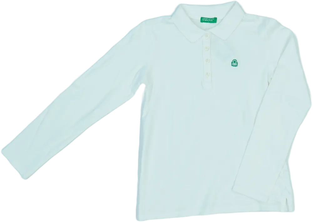 Fehér Benetton Galléros póló EU 128 / UK 8 év / US 8 év/M