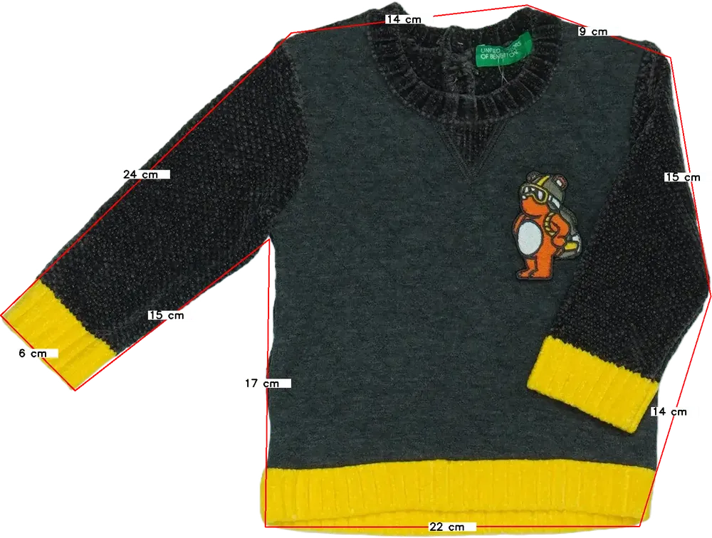 Szürke Benetton Kötött pulcsi EU 68 / UK 3-6 hónap / US 3-6 hónap