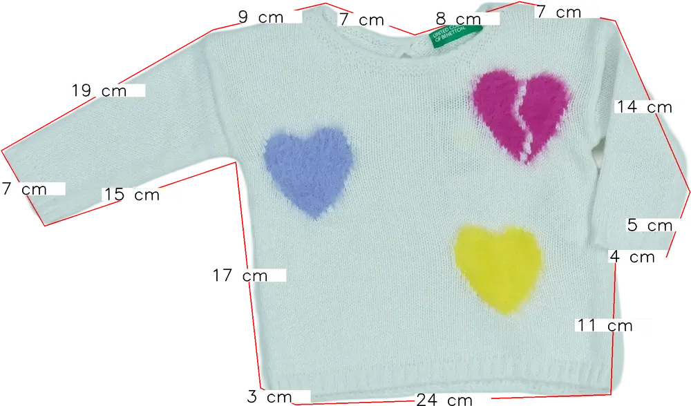 Fehér Benetton Kötött pulcsi EU 68 / UK 3-6 hónap / US 3-6 hónap