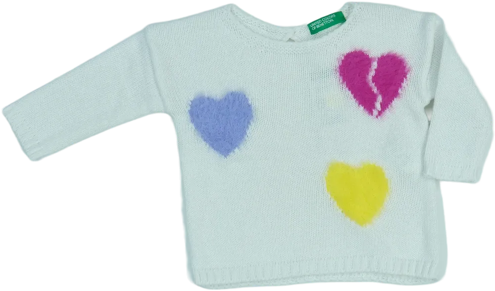 Fehér Benetton Kötött pulcsi EU 68 / UK 3-6 hónap / US 3-6 hónap