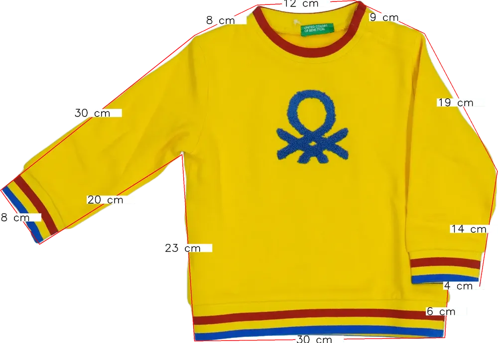 Sárga Benetton Pulóver EU 92 / UK 2 év / US 2T