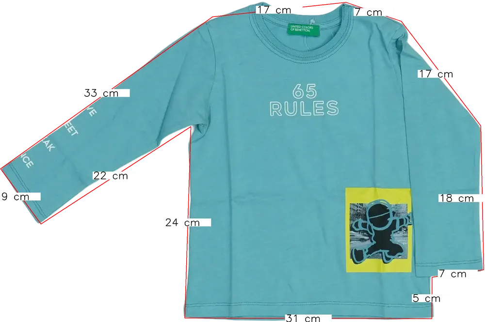 Kék Benetton Hosszú ujjú felső EU 92 / UK 2 év / US 2T