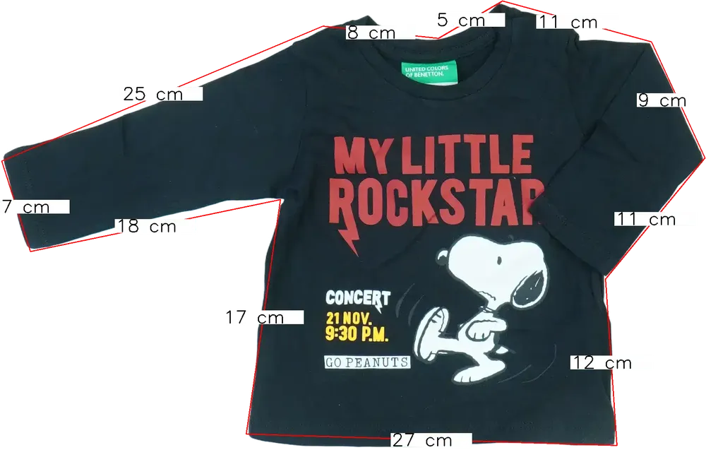 Fekete Benetton Hosszú ujjú felső EU 62 / UK 0-3 hónap / US 0-3 hónap