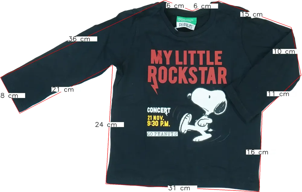 Fekete Benetton Hosszú ujjú felső EU 86 / UK 12-18 hónap / US 18 hónap