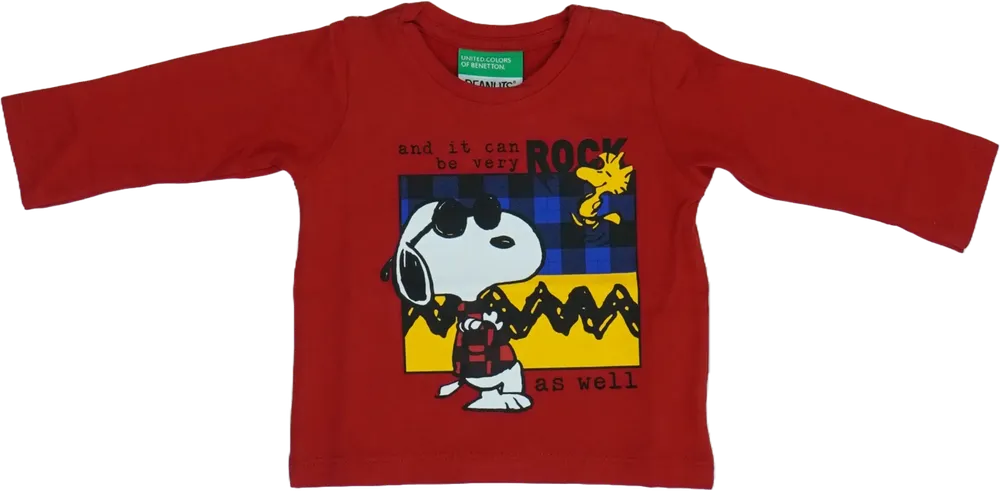 Piros Peanuts Hosszú ujjú felső EU 92 / UK 2 év / US 2T