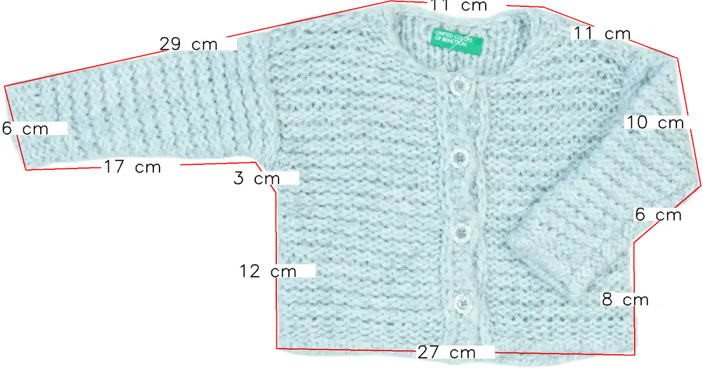 Szürke Benetton Kardigán EU 68 / UK 3-6 hónap / US 3-6 hónap