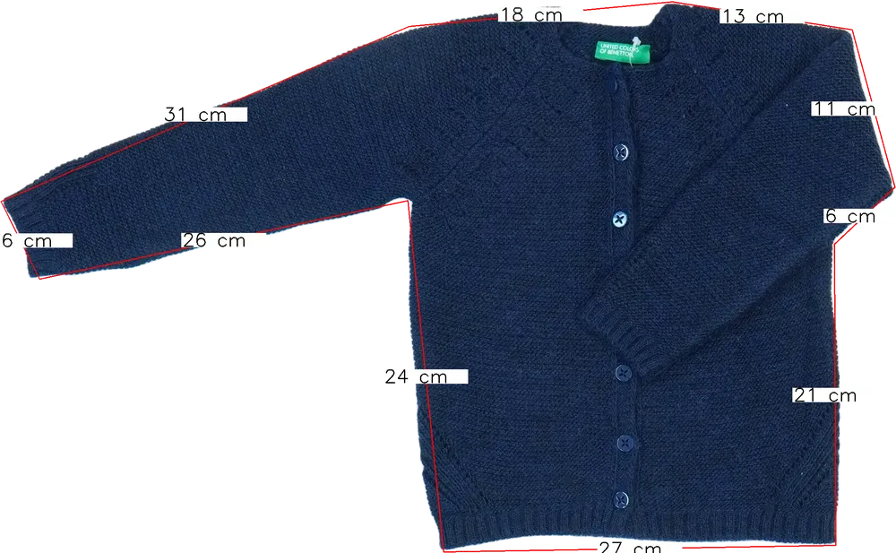Kék Benetton Kardigán EU 98 / UK 3 év / US 3T