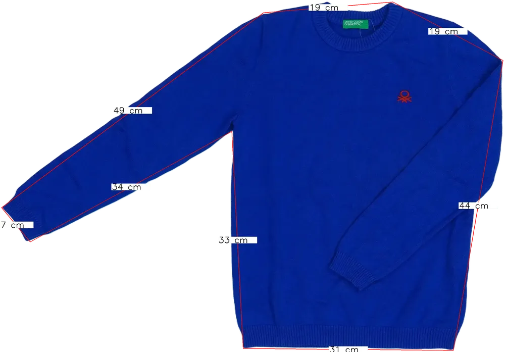 Kék Benetton Pulóver EU 128 / UK 8 év / US 8 év/M