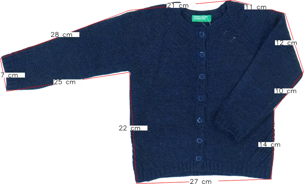 Kék Benetton Kardigán EU 92 / UK 2 év / US 2T