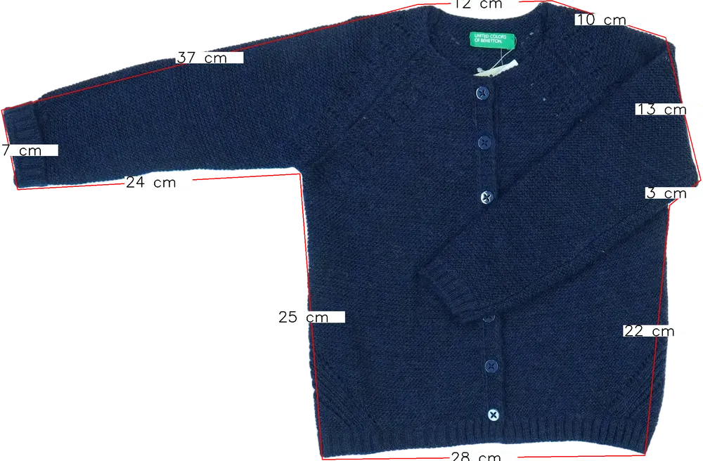 Kék Benetton Kardigán EU 104 / UK 4 év / US 4T/XS