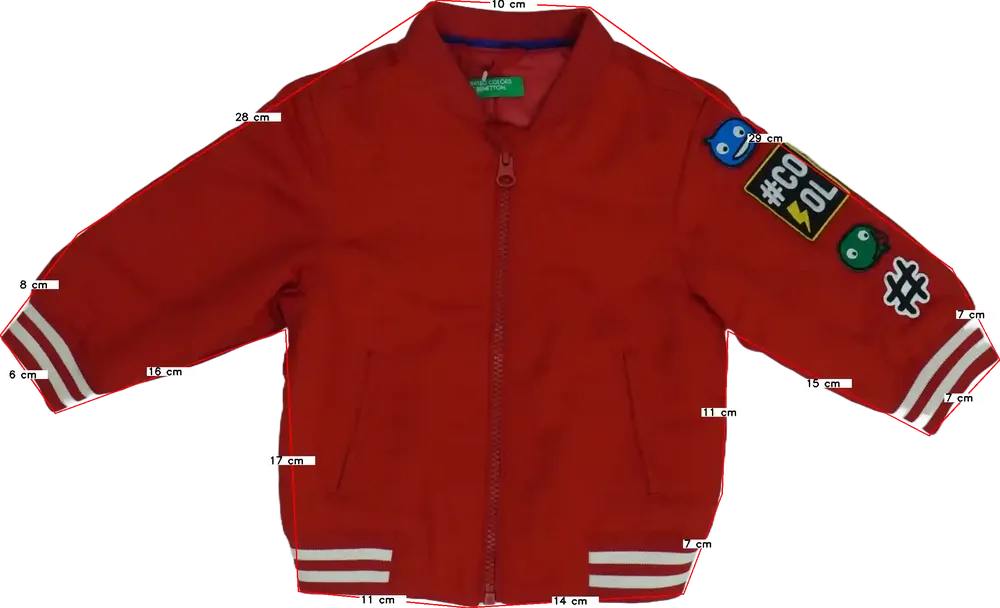 Piros Benetton Átmeneti kabát EU 98 / UK 3 év / US 3T