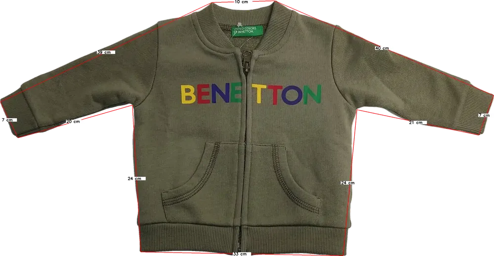 Zöld Benetton Pulóver EU 68 / UK 3-6 hónap / US 3-6 hónap