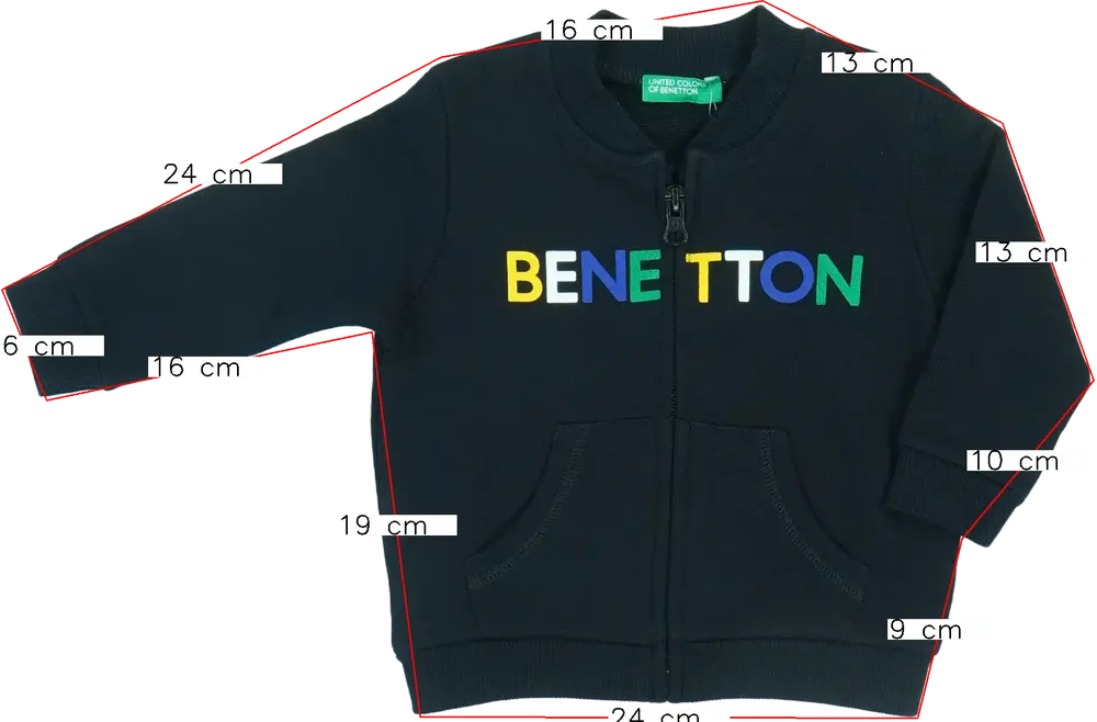 Fekete Benetton Pulóver EU 68 / UK 3-6 hónap / US 3-6 hónap