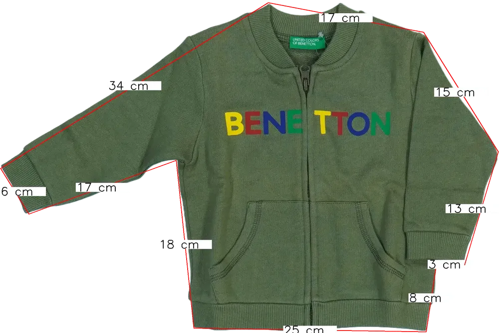 Zöld Benetton Pulóver EU 80 / UK 9-12 hónap / US 12 hónap
