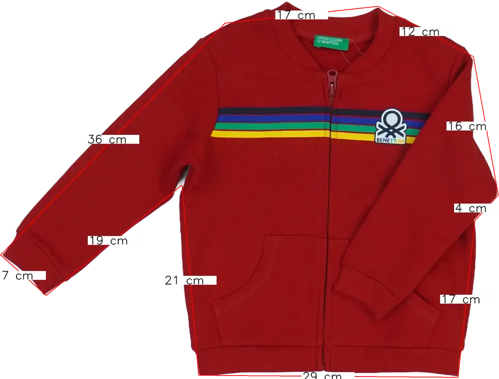 Piros Benetton Pulóver EU 92 / UK 2 év / US 2T