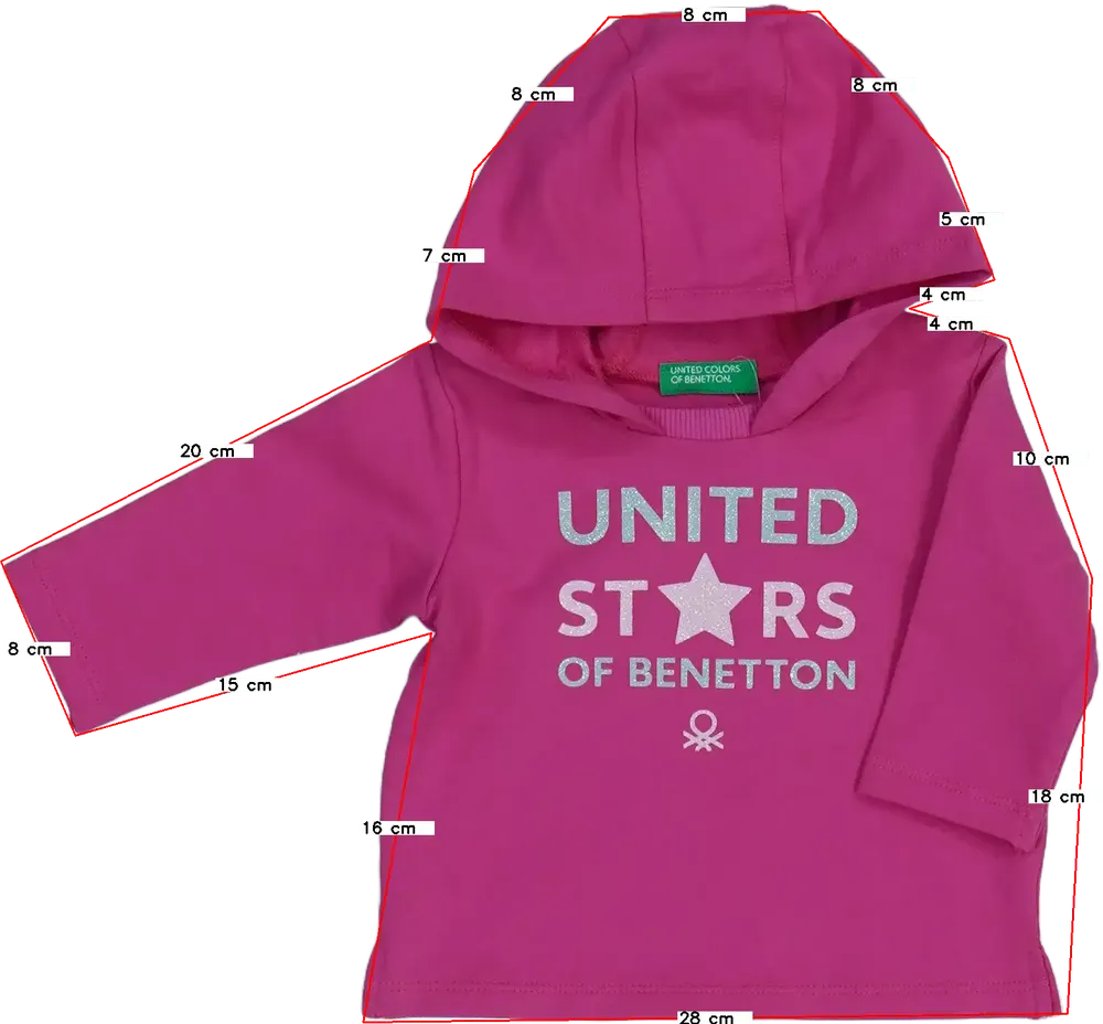 Rózsaszín Benetton Kapucnis pulóver EU 74 / UK 6-9 hónap / US 6-9 hónap