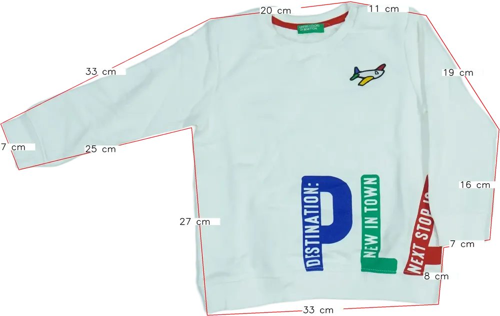 Fehér Benetton Hosszú ujjú felső EU 104 / UK 4 év / US 4T/XS