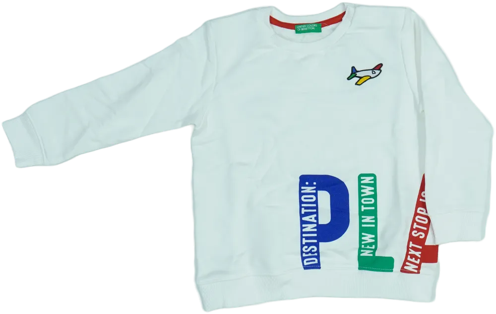 Fehér Benetton Hosszú ujjú felső EU 104 / UK 4 év / US 4T/XS