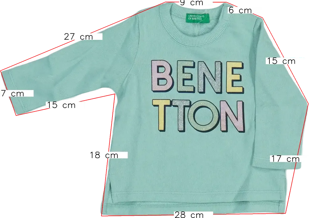 Zöld Benetton Pulóver EU 68 / UK 3-6 hónap / US 3-6 hónap