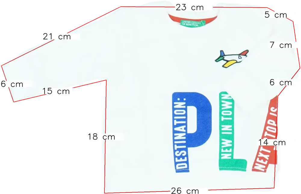 Fehér Benetton Hosszú ujjú felső EU 68 / UK 3-6 hónap / US 3-6 hónap