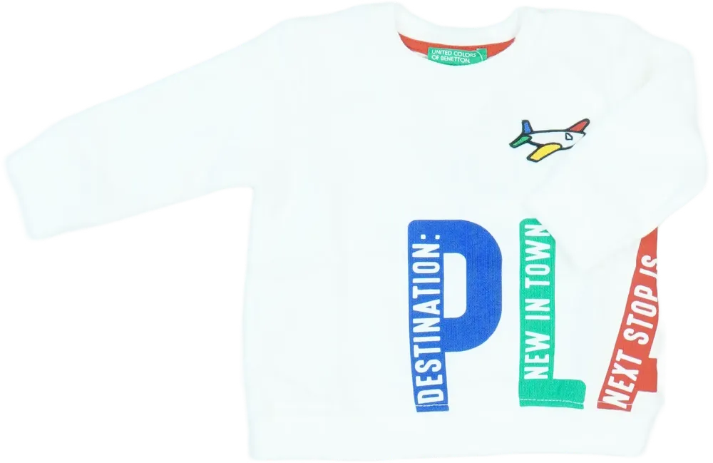 Fehér Benetton Hosszú ujjú felső EU 68 / UK 3-6 hónap / US 3-6 hónap