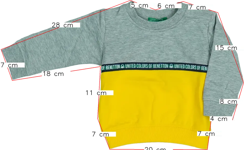 Sárga Benetton Pulóver EU 68 / UK 3-6 hónap / US 3-6 hónap
