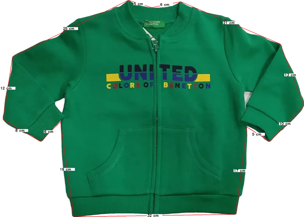 Zöld Benetton Pulóver EU 80 / UK 9-12 hónap / US 12 hónap