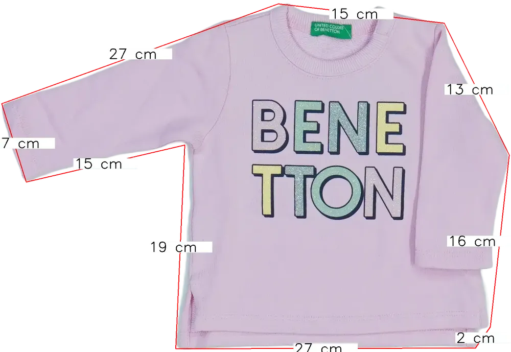 Rózsaszín Benetton Pulóver EU 68 / UK 3-6 hónap / US 3-6 hónap