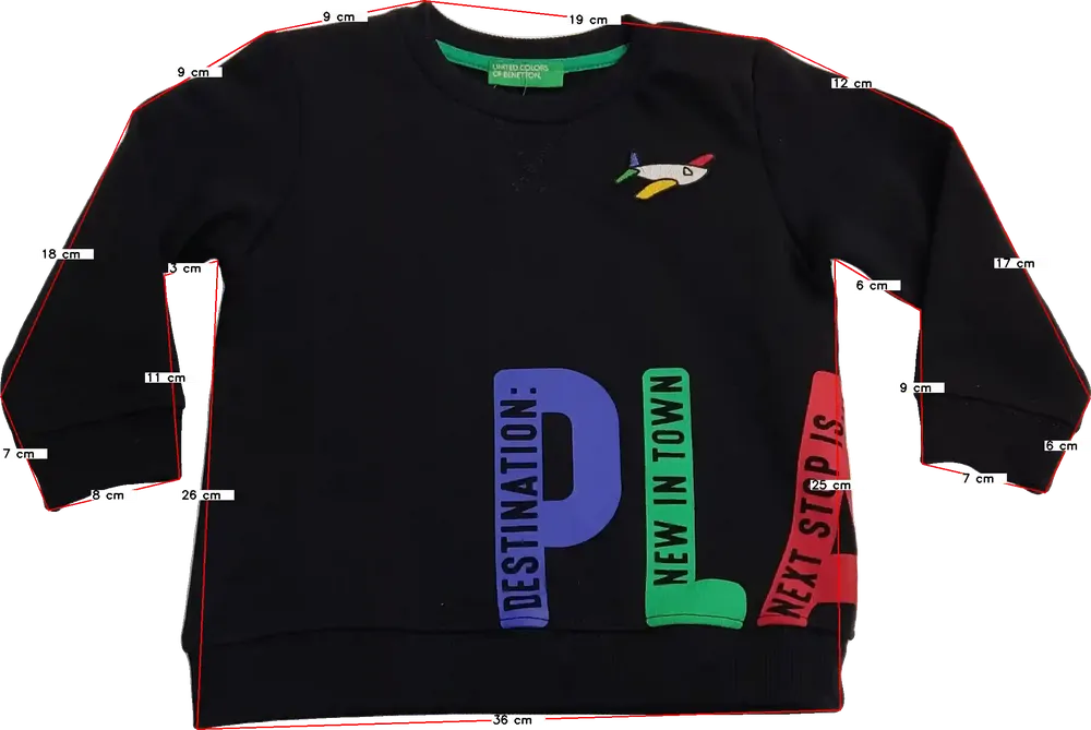 Fehér Benetton Hosszú ujjú felső EU 80 / UK 9-12 hónap / US 12 hónap