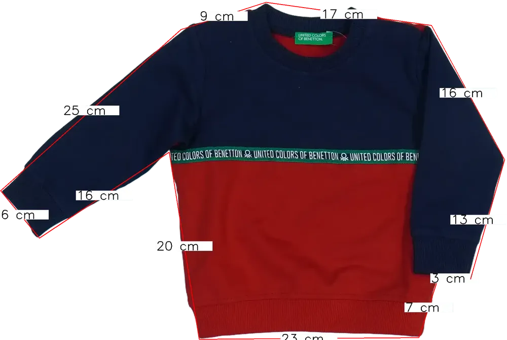 Piros Benetton Pulóver EU 80 / UK 9-12 hónap / US 12 hónap