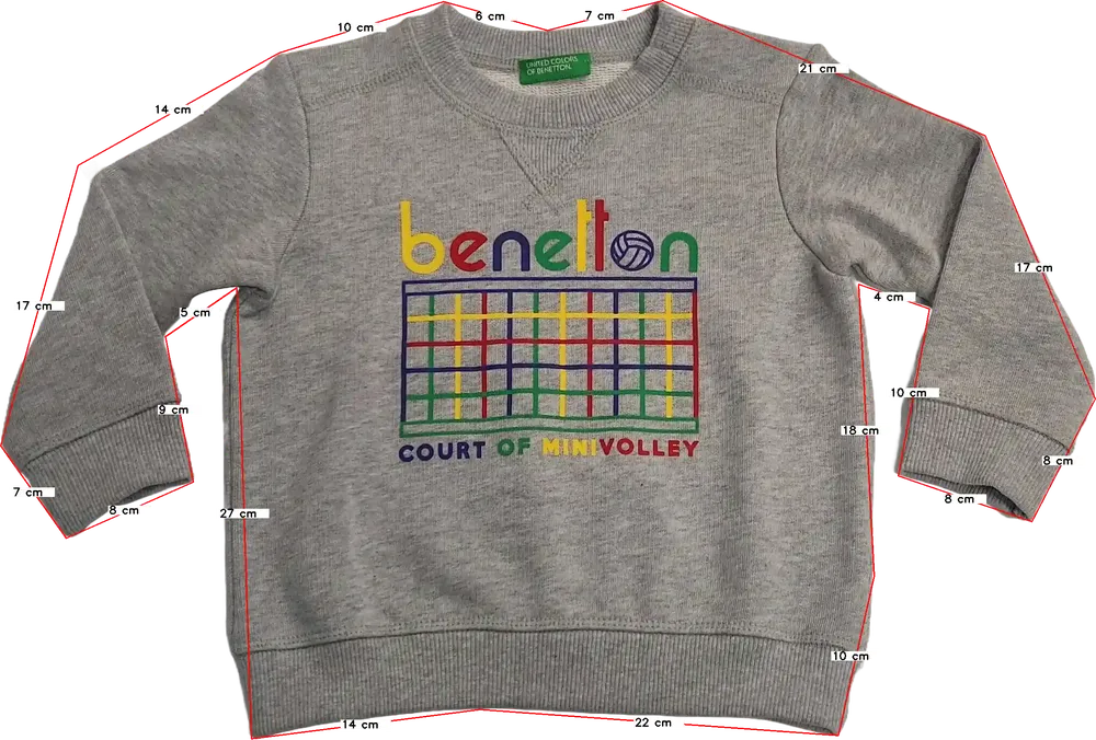 Szürke Benetton Pulóver EU 80 / UK 9-12 hónap / US 12 hónap