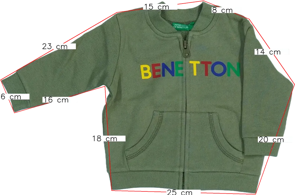 Zöld Benetton Pulóver EU 74 / UK 6-9 hónap / US 6-9 hónap