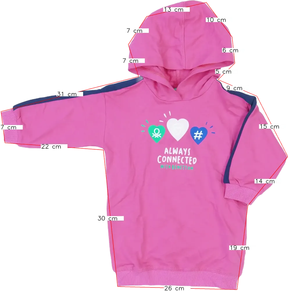 Rózsaszín Benetton Kapucnis pulóver EU 86 / UK 12-18 hónap / US 18 hónap