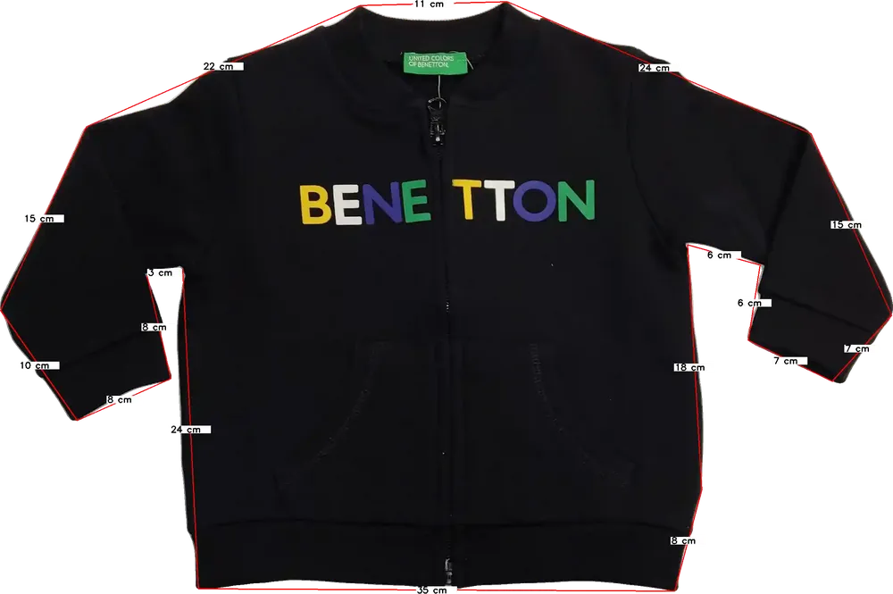Fekete Benetton Pulóver EU 74 / UK 6-9 hónap / US 6-9 hónap