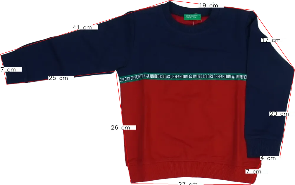 Piros Benetton Pulóver EU 98 / UK 3 év / US 3T