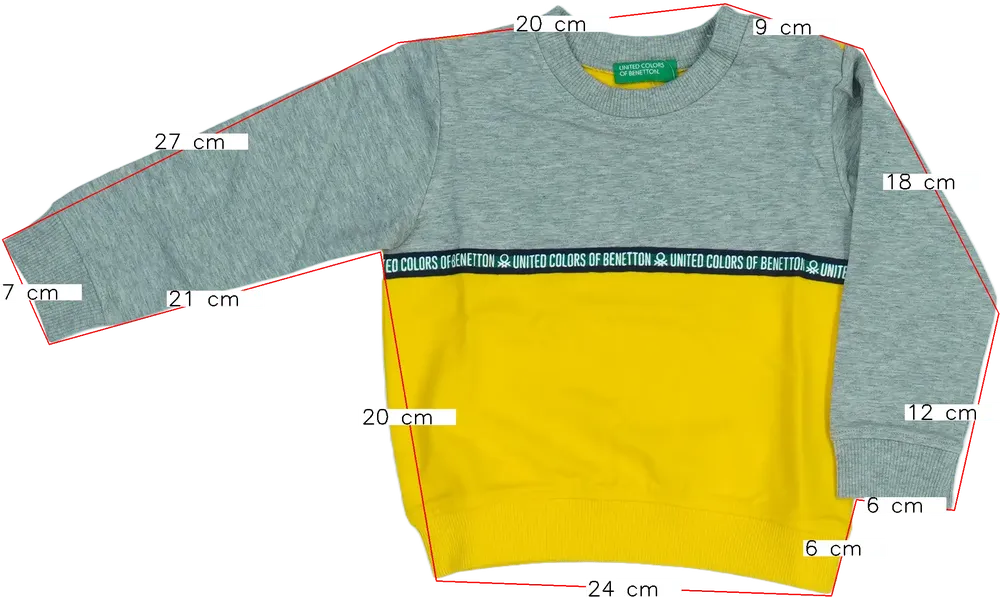Sárga Benetton Pulóver EU 86 / UK 12-18 hónap / US 18 hónap
