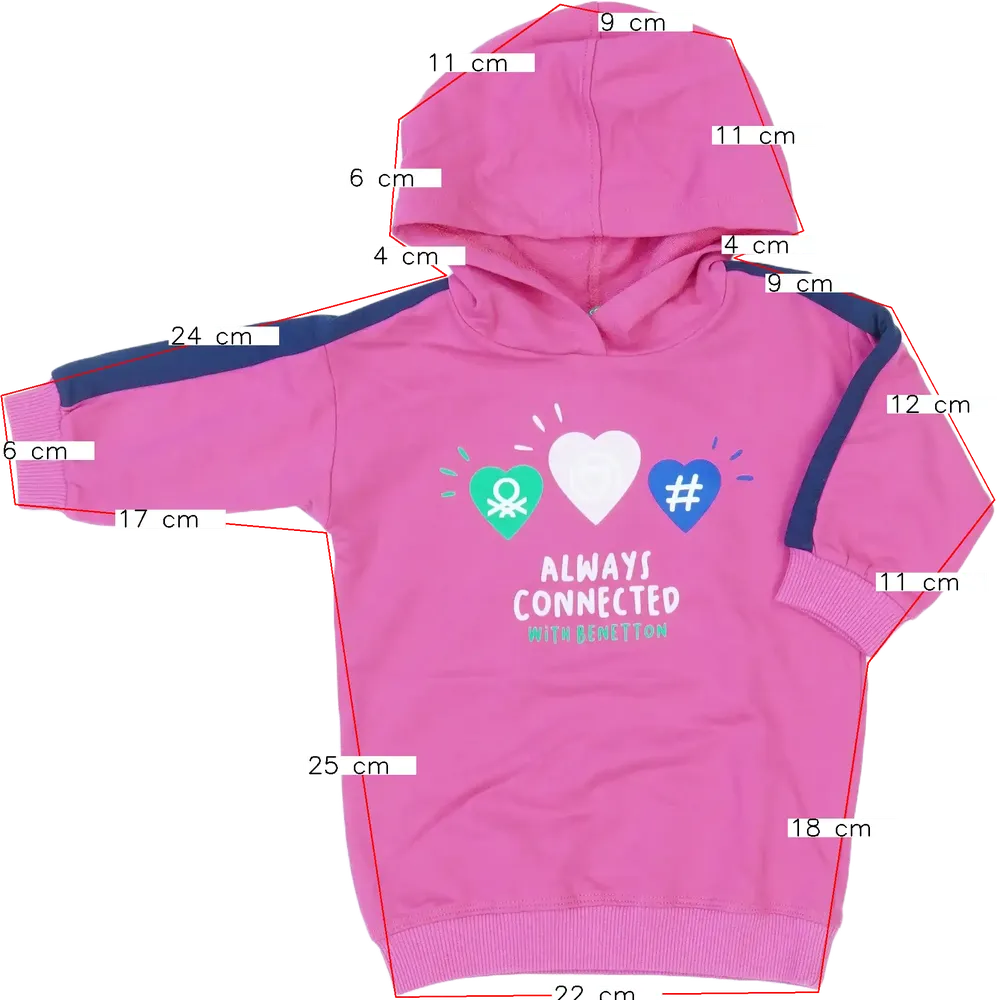 Rózsaszín Benetton Kapucnis pulóver EU 68 / UK 3-6 hónap / US 3-6 hónap