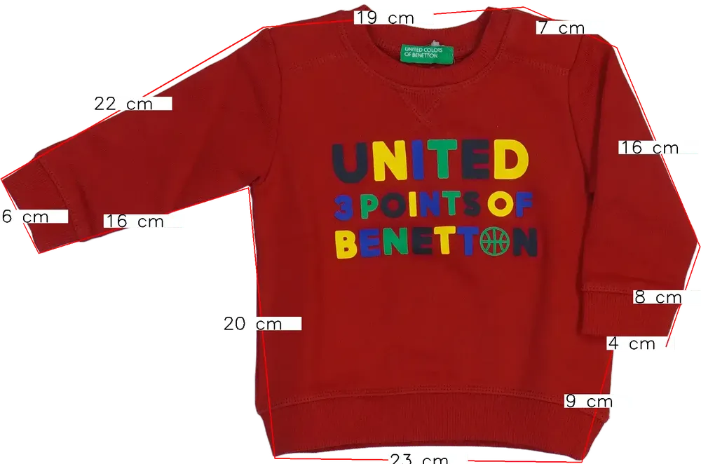 Piros Benetton Pulóver EU 74 / UK 6-9 hónap / US 6-9 hónap