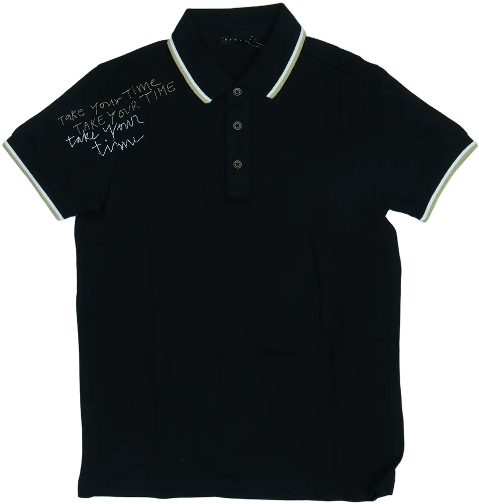 Fekete Sisley Galléros póló EU 146 / UK 11 év / US 12 év/L