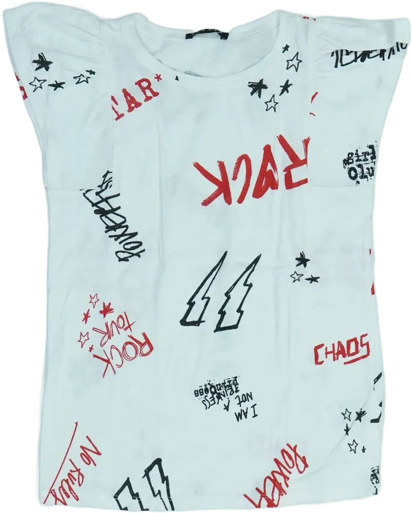 Fehér Benetton Póló EU 128 / UK 8 év / US 8 év/M