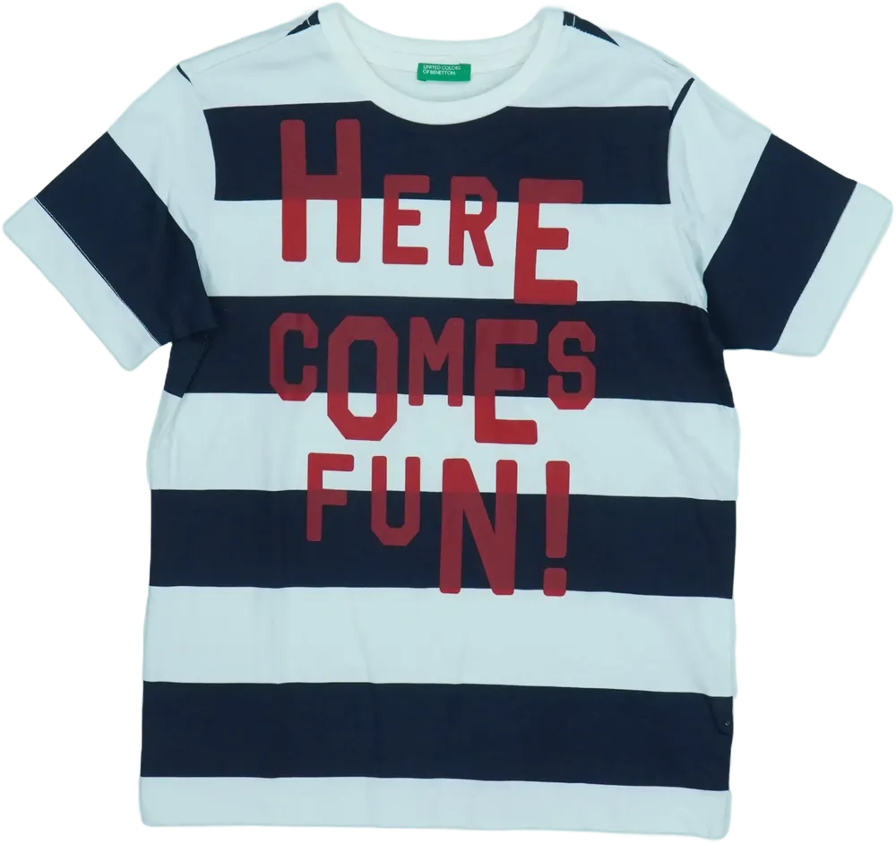 Fehér Benetton Póló EU 128 / UK 8 év / US 8 év/M