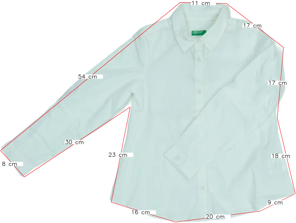 Fehér Benetton Blúz EU 122 / UK 7 év / US 7 év/M