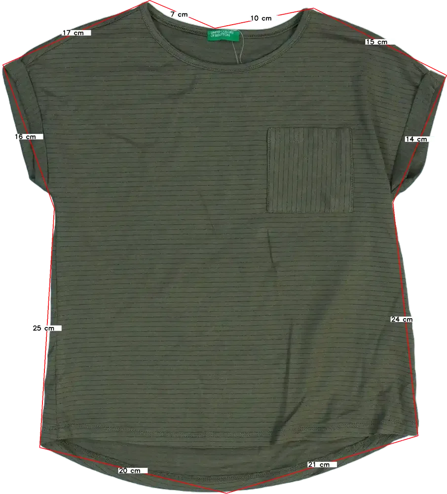 Zöld Benetton Póló EU 128 / UK 8 év / US 8 év/M