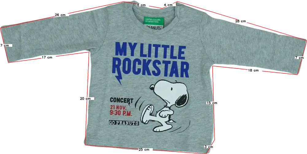 Szürke Benetton Hosszú ujjú felső EU 62 / UK 0-3 hónap / US 0-3 hónap